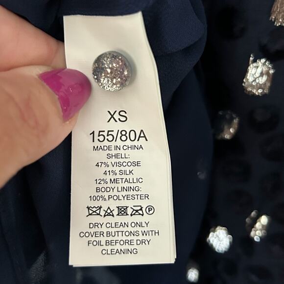 Kate Spade Scatter Dot Top Celestial Blue Women's XS Burnout Velvet Metallic - Picture 8 of 9